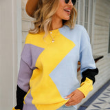 Patchwork Women's Sweater with Round Neck – Clara - 5