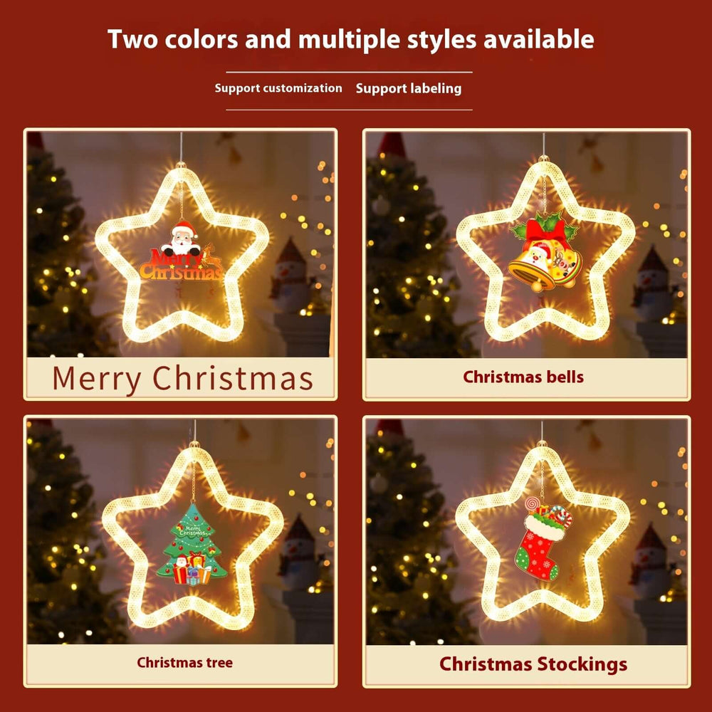 LED Christmas Marquee Star Pendant Light – Battery Operated Hanging Decoration