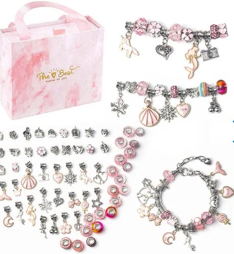 Kids Jewelry Making Kit – 100+ Beads, Charms & Adjustable Chains