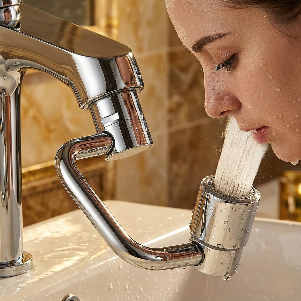 1080° Swivel Faucet Aerator – 2 Spray Modes, Splash-Free & Universal Fit