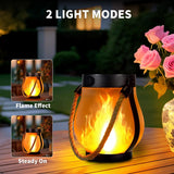 Solar LED Flame Lantern – Realistic Flame Effect, Dusk Sensor & USB Backup