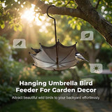 Hanging Umbrella Birdbath – Rust-Proof Iron, 28×23.5cm & Bronze Finish