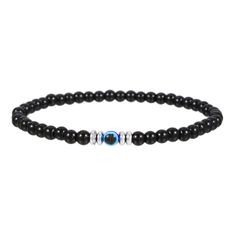 Men's 4mm Natural Stone Bracelet with Evil Eye Bead – Thor