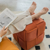 Corduroy Footstool Ottoman – Foam-Filled, Extra Seat & Soft Velvety Cover