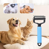 Pet Deshedding Brush – Double-Sided Safety Blades, Small & Large Sizes for Dogs & Cats