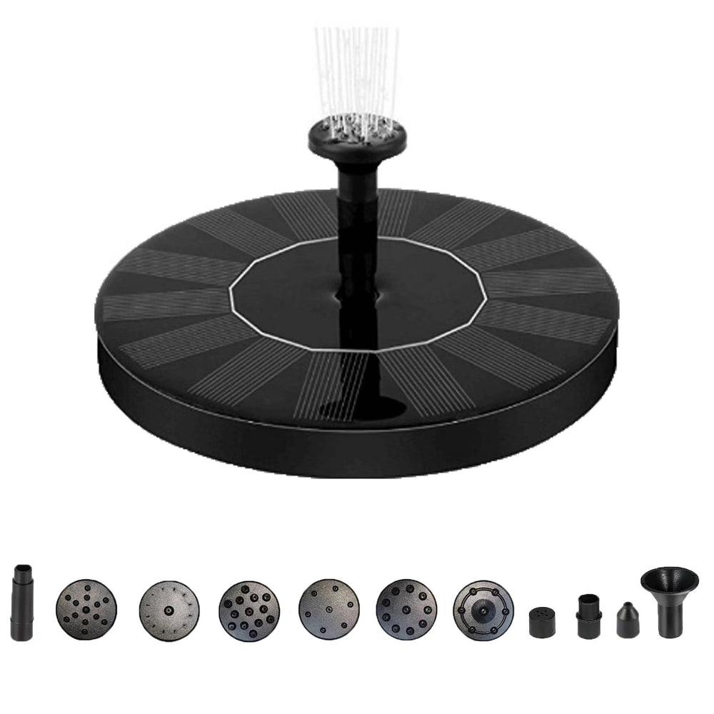 Solar Water Pump – 1.7W Panel, Multiple Nozzles & Fountain/Pond Use