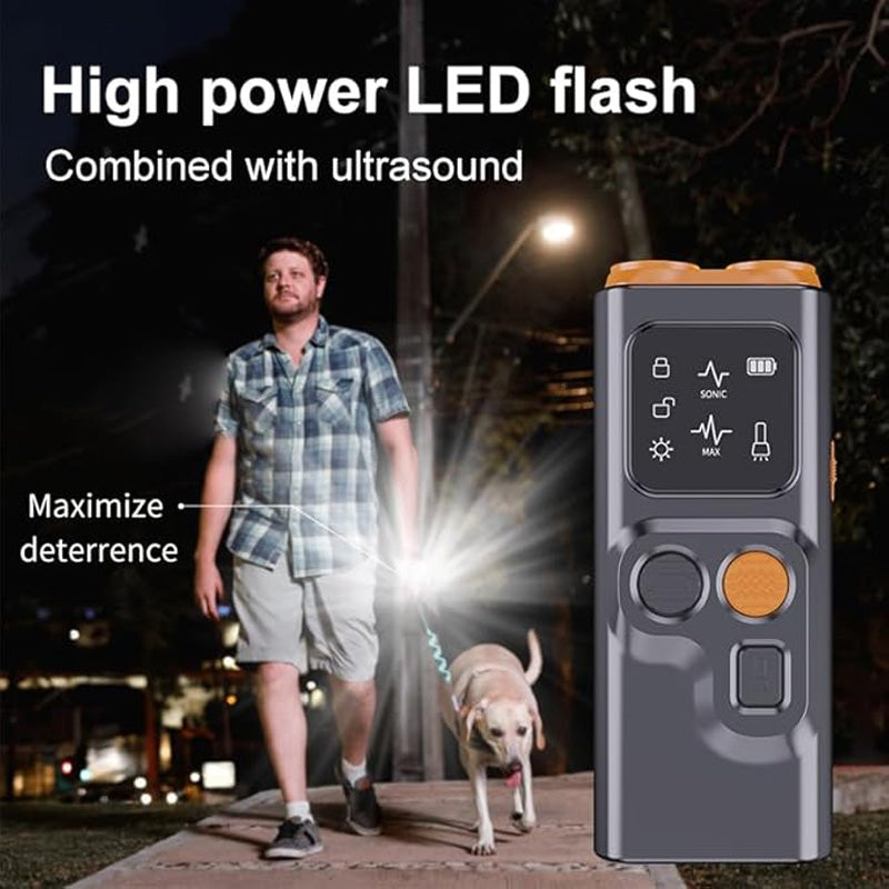 Ultrasonic Anti-Bark Device – LED Flash, 6m Range & Rechargeable 800mAh