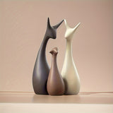 Ceramic Deer Figurine Set – Handcrafted, Modern Minimalist & 3-Piece Home Decor