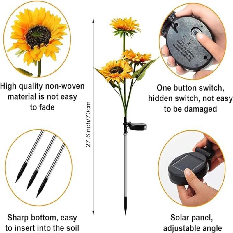 Solar Sunflower Garden Stake Light – IP65 Waterproof, 74 cm & Warm White LED