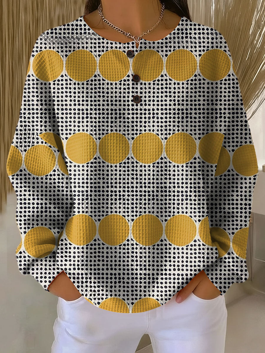 Thyra Vintage Geometric Pattern Pullover Sweater for Women | Stylish Retro Knitwear