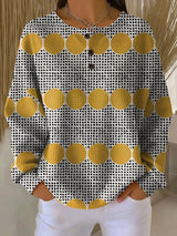 Thyra Vintage Geometric Pattern Pullover Sweater for Women | Stylish Retro Knitwear