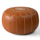 Moroccan Leather Storage Pouf – Faux Leather, Water-Resistant, 50×25cm Ottoman