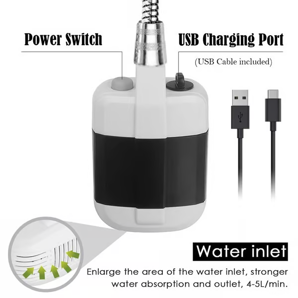 Tragbare Campingdusche USB mit Akku