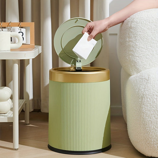 Luxury Oval Trash Can – Press-Top Lid, Dual Inner Bucket & Sleek Waste Bin Design