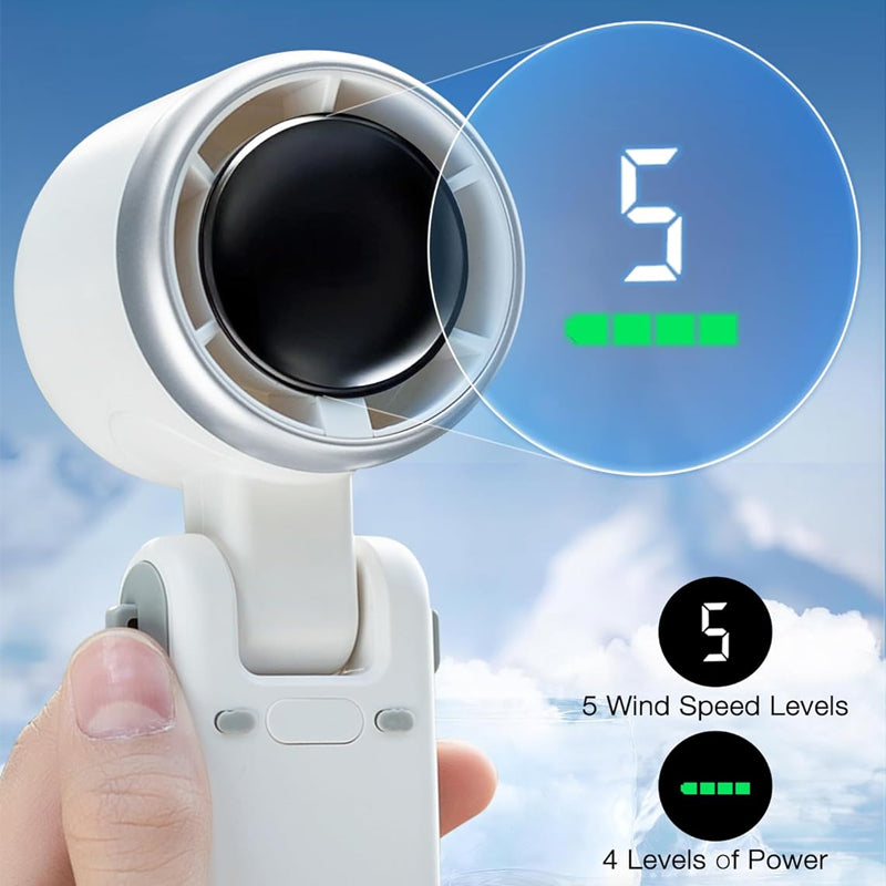 Foldable Handheld Fan – 5 Speed Settings, LED Display & USB-C Fast Charging