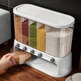Multi-Compartment Kitchen Grain Storage Container | Airtight Pantry Organiser with Flip-Top Lid