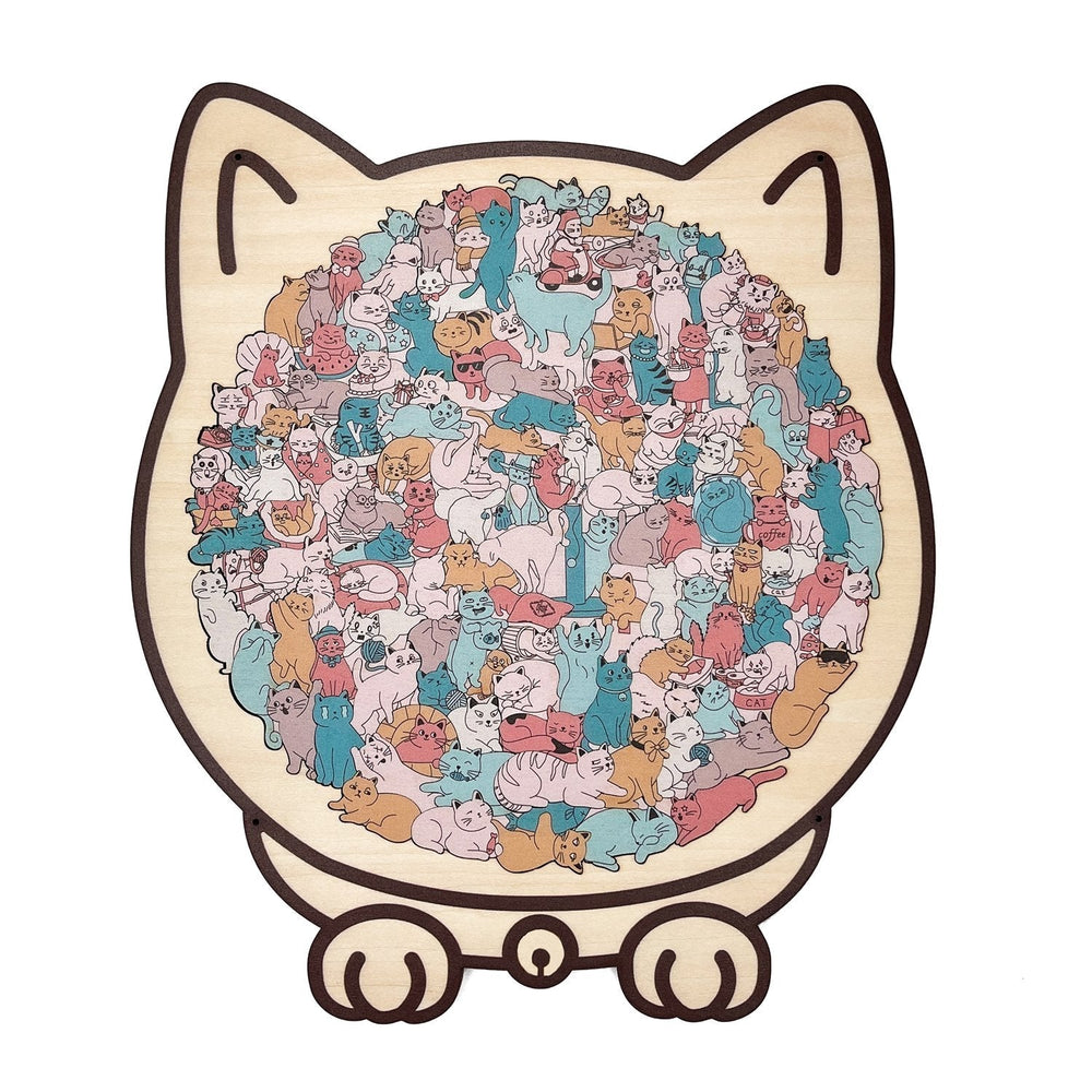 Wooden Cat Puzzle – 135 Pieces, Sustainable Wood & 4 Color Variants
