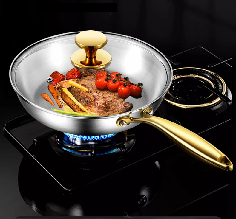 316 Stainless Steel Frying Pan – 7-Ply Uncoated, Gas & Induction Compatible