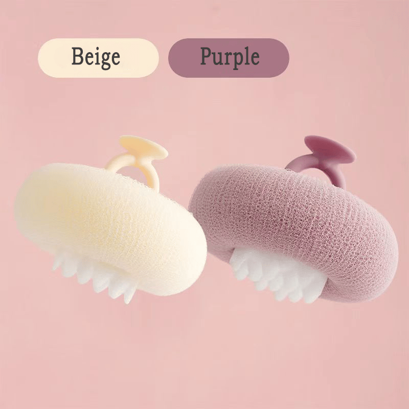 Exfoliating Shower Sponge – Massage Beads, Ring Handle & Suction Hook