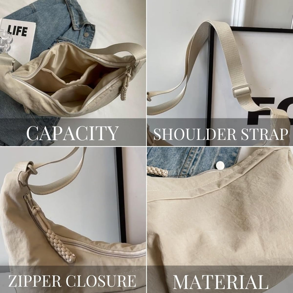 Nylon Crossbody Bag – Multiple Compartments, Adjustable Strap, 34×22cm, Unisex
