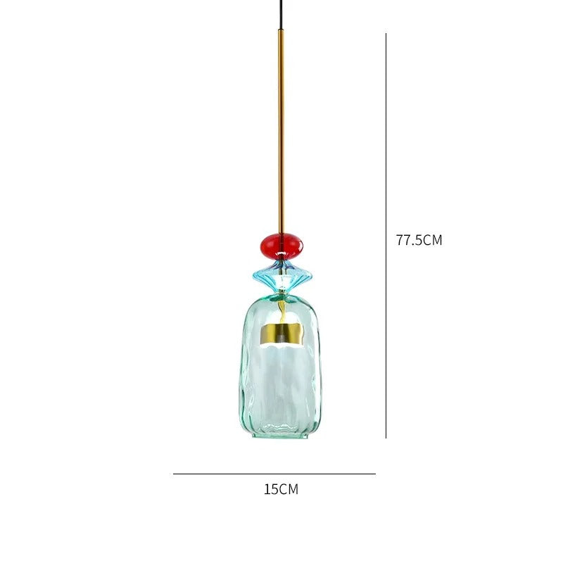 Glass Pendant Light – Colored Shade, E27 Socket & Adjustable 120cm Cord