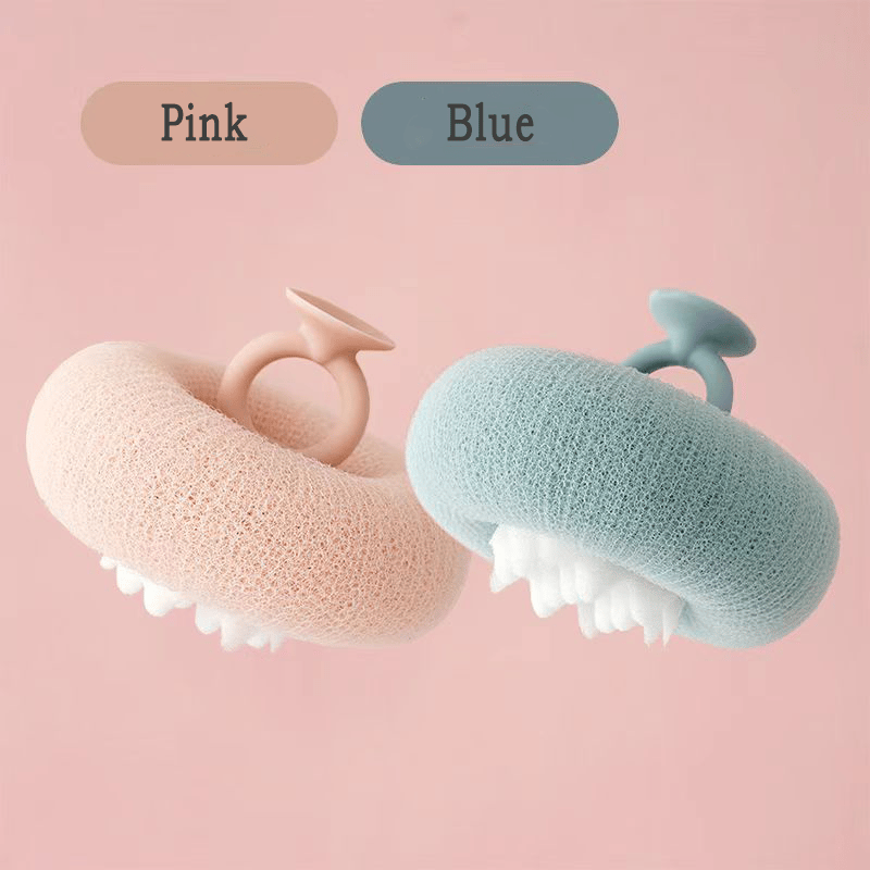 Exfoliating Shower Sponge – Massage Beads, Ring Handle & Suction Hook