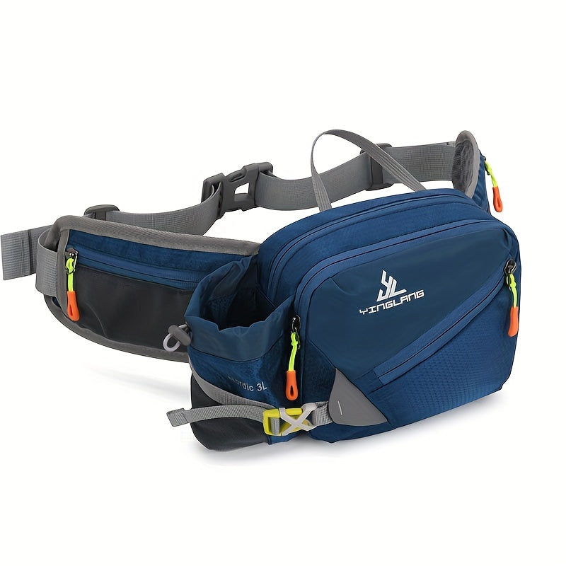 Running Waist Bag with Bottle Holder – 3L Nylon, Adjustable 50–100cm Belt