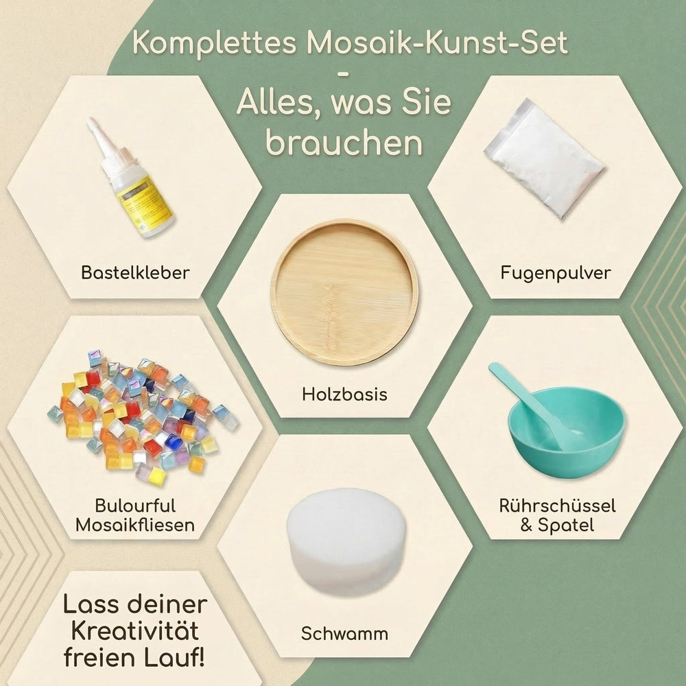 Mosaic Coaster Craft Kit – 12 Designs, Complete Materials & Ages 6+