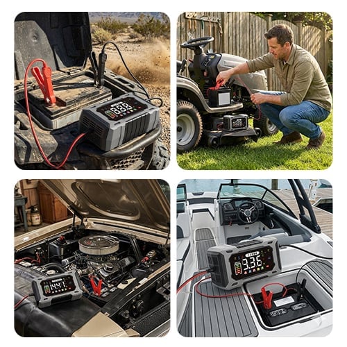 Smart Car Battery Charger 12V – 6A Automatic, LCD Display & Reverse Polarity Protection