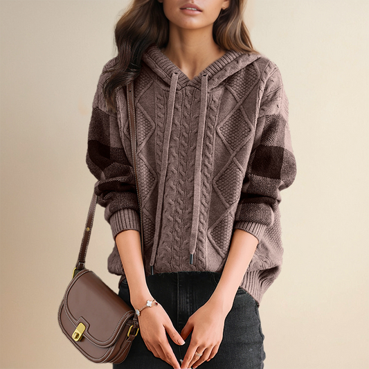 FABIOLA™ Jacquard Hooded Pullover - Stylish & Cozy Women's Sweater