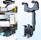 Rearview Mirror Phone Mount – 360° Rotating, Extendable & Fits Phones up to 16.5cm