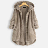 Chic Plus-Size Winter Coat with Hood - Luxurious Velvety Fabric for Ultimate Warmth & Style in Cold Weather
