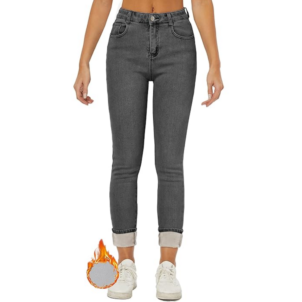 Hannah Women's Fleece-Lined Winter Thermal Jeans - Cozy & Warm for Cold Weather