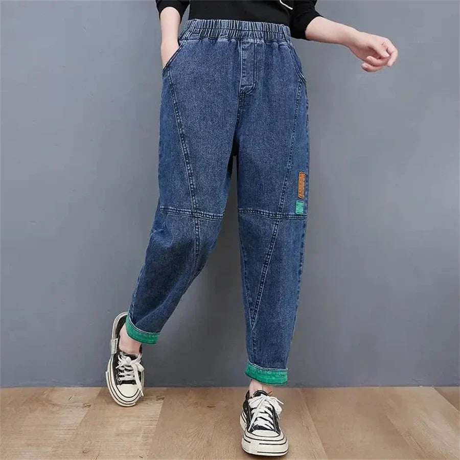 Wide-Leg Oversized Ankle-Length Jeans for Fall - Trendy & Comfortable Women's Denim