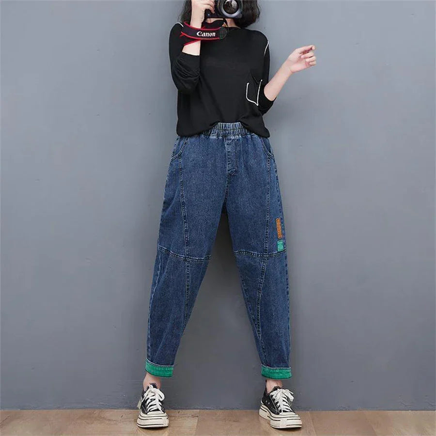 Wide-Leg Oversized Ankle-Length Jeans for Fall - Trendy & Comfortable Women's Denim