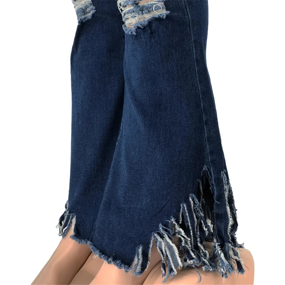 Plus-Size Stretch Flared Jeans for Women - Comfortable & Stylish Denim Trousers