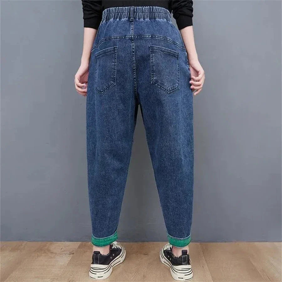 Wide-Leg Oversized Ankle-Length Jeans for Fall - Trendy & Comfortable Women's Denim