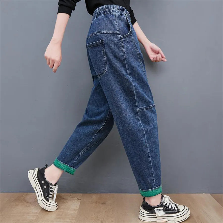 Wide-Leg Oversized Ankle-Length Jeans for Fall - Trendy & Comfortable Women's Denim