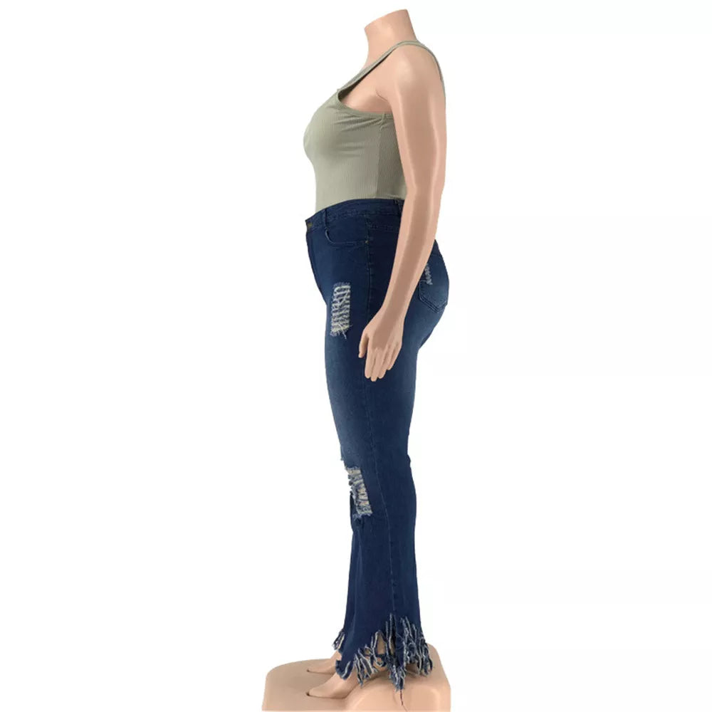 Plus-Size Stretch Flared Jeans for Women - Comfortable & Stylish Denim Trousers