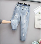 Fall Edition Ripped High-Waisted Oversized Jeans for Women - Trendy Casual Style