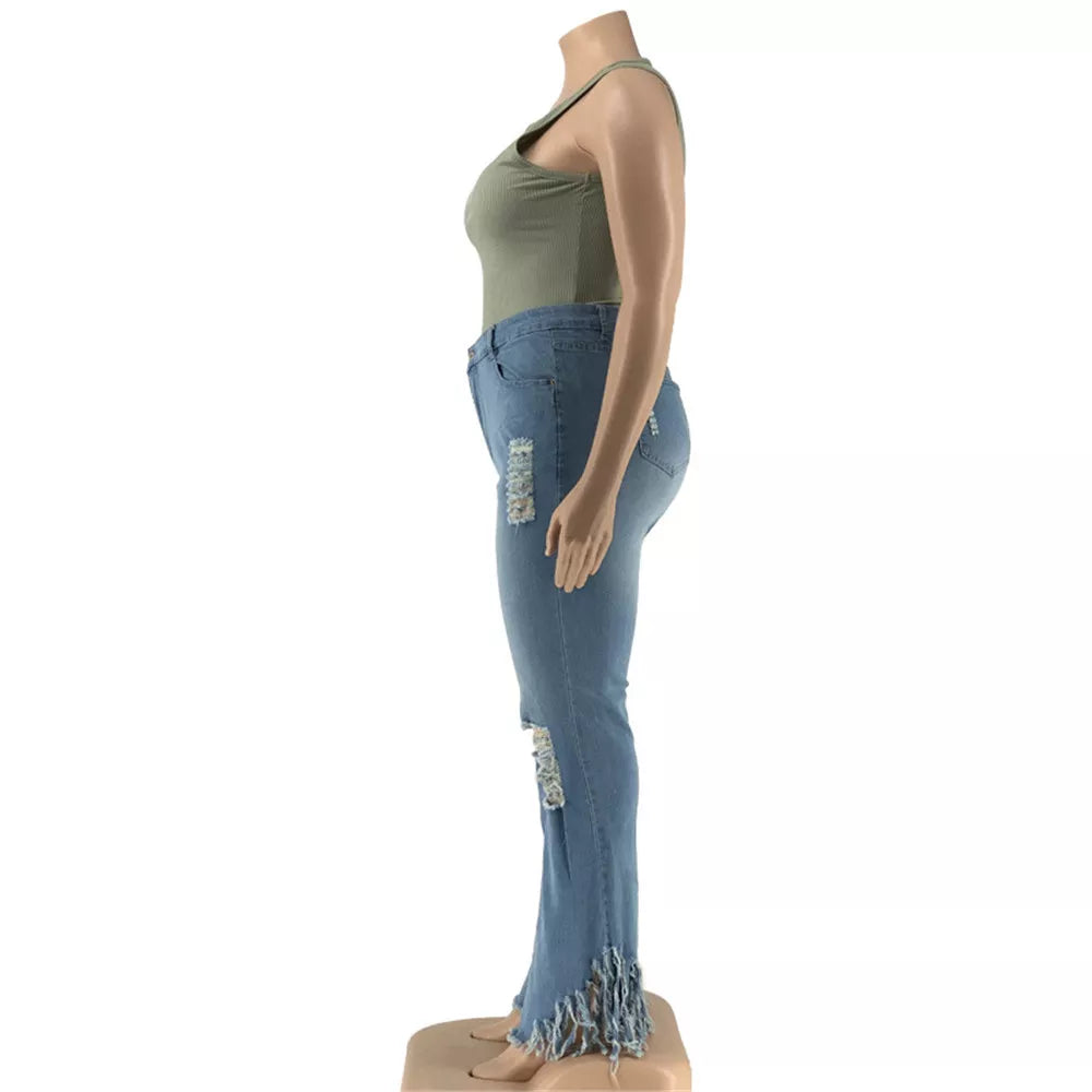 Plus-Size Stretch Flared Jeans for Women - Comfortable & Stylish Denim Trousers