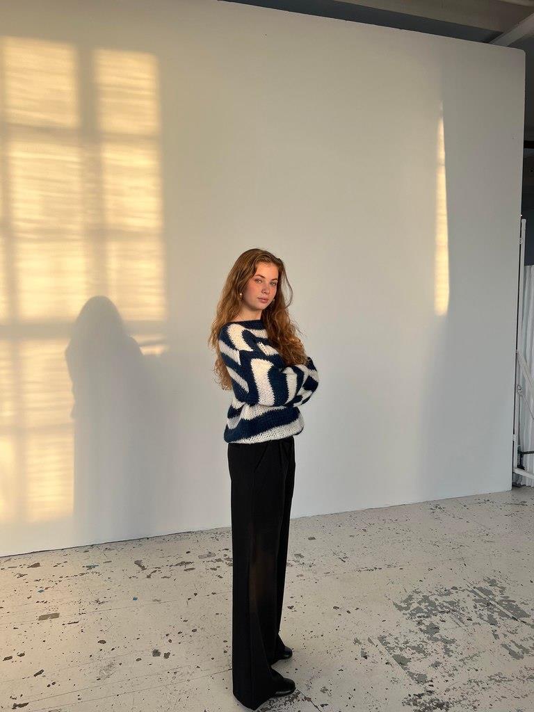 Fall Knitted and Striped Oversized Women's Sweater - Harper