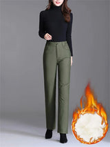 Plus-Size Straight-Cut Winter Down Pants for Women - Warm & Stylish Cold Weather Trousers