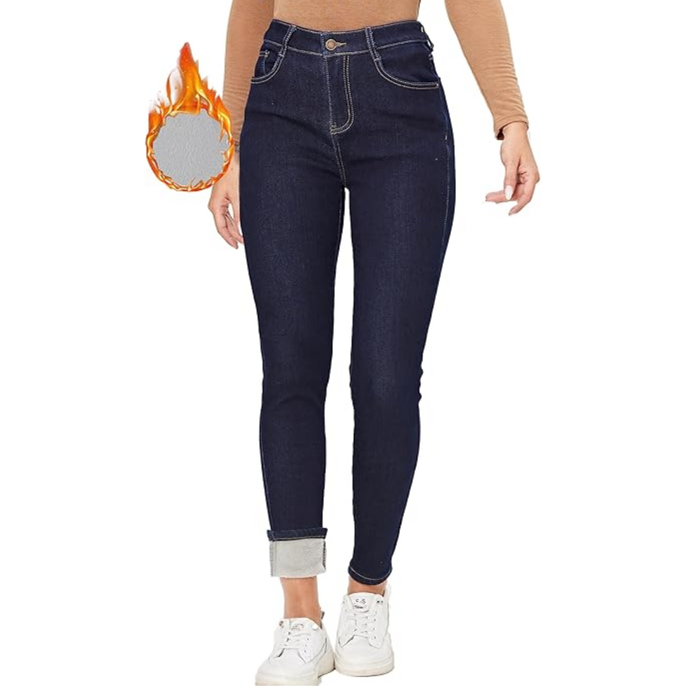 Hannah Women's Fleece-Lined Winter Thermal Jeans - Cozy & Warm for Cold Weather