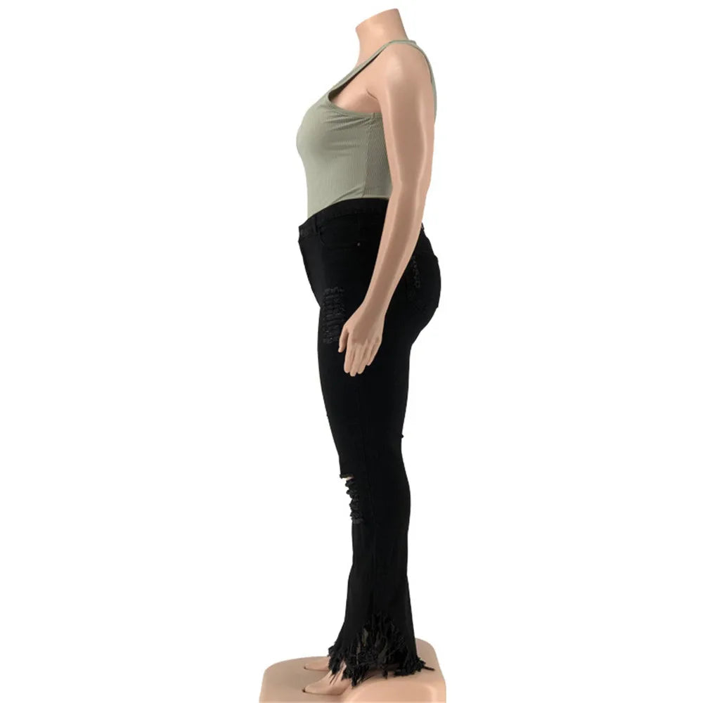 Plus-Size Stretch Flared Jeans for Women - Comfortable & Stylish Denim Trousers