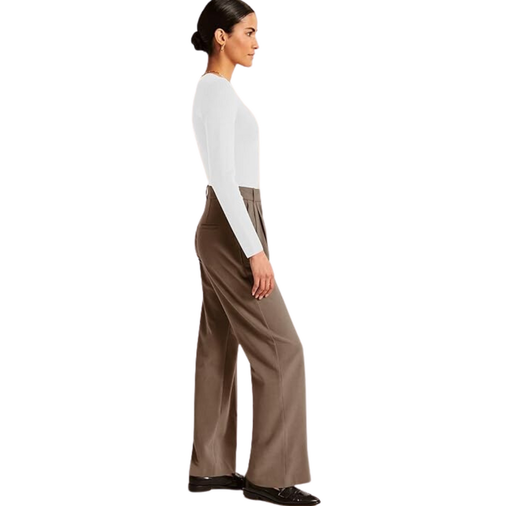 Katja Women's Fall High-Waisted Business Casual Pants with Pockets - Stylish & Comfortable Office Wear