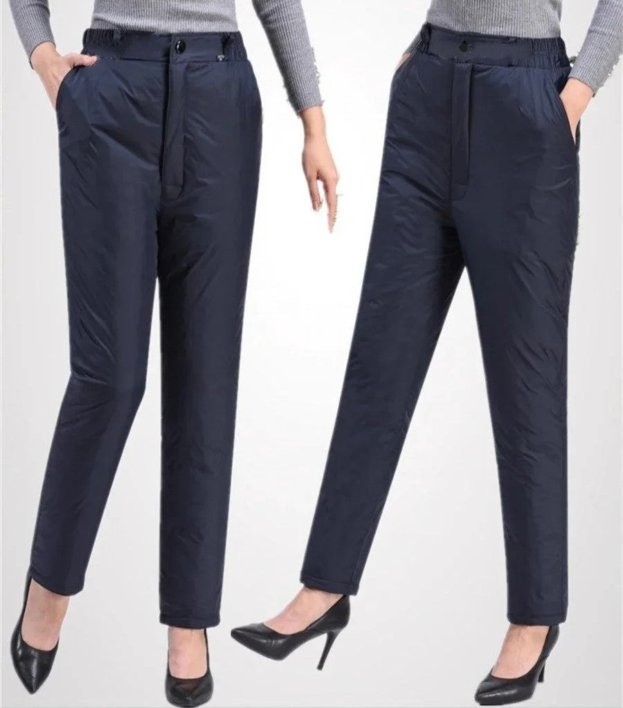 Plus-Size Straight-Cut Winter Down Pants for Women - Warm & Stylish Cold Weather Trousers