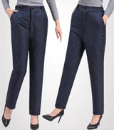 Plus-Size Straight-Cut Winter Down Pants for Women - Warm & Stylish Cold Weather Trousers