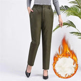 Plus-Size Straight-Cut Winter Down Pants for Women - Warm & Stylish Cold Weather Trousers