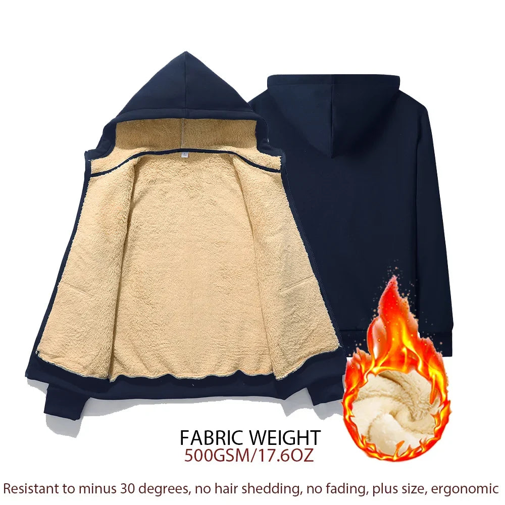 Plus-Size Cozy Lambskin Hooded Jacket for Winter - Warm & Stylish Outerwear